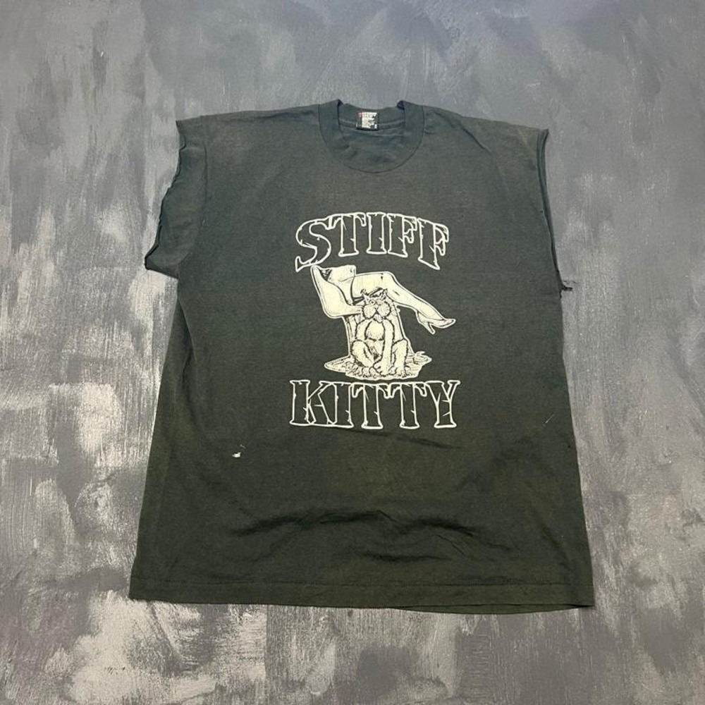 Vintage Stiffy Kitty Shirt Mens XL Black 1990s Distressed Faded